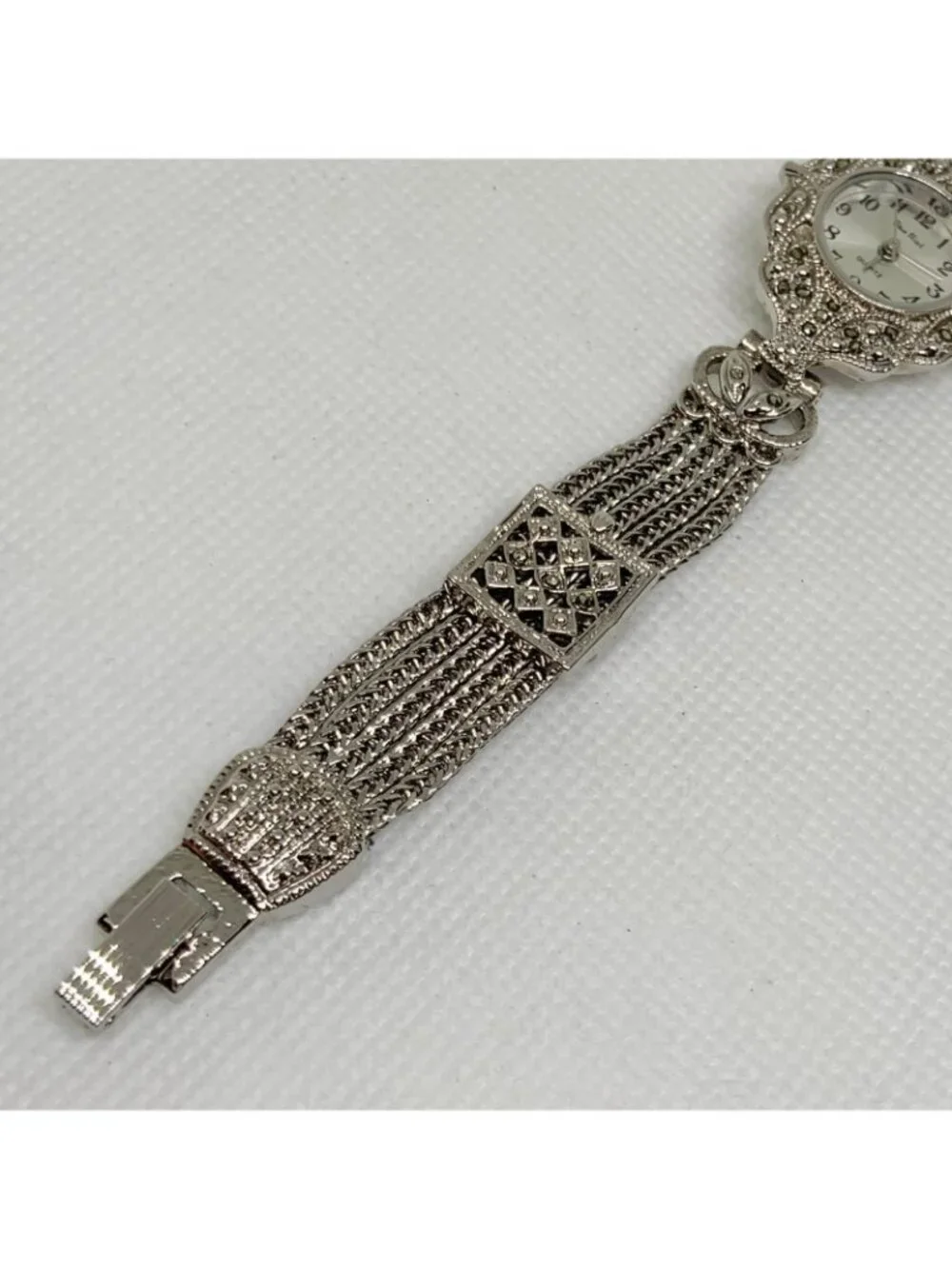 Pierre Nicol Marcasite silver tone women’s watch  23mm quartz 7.5” running